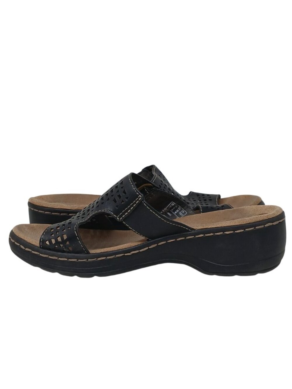 Clarks Womens 6 EU 36 Hayla Samoa Black Wedge Sandal Adj Strap Comfort #2-6 - Picture 12 of 13
